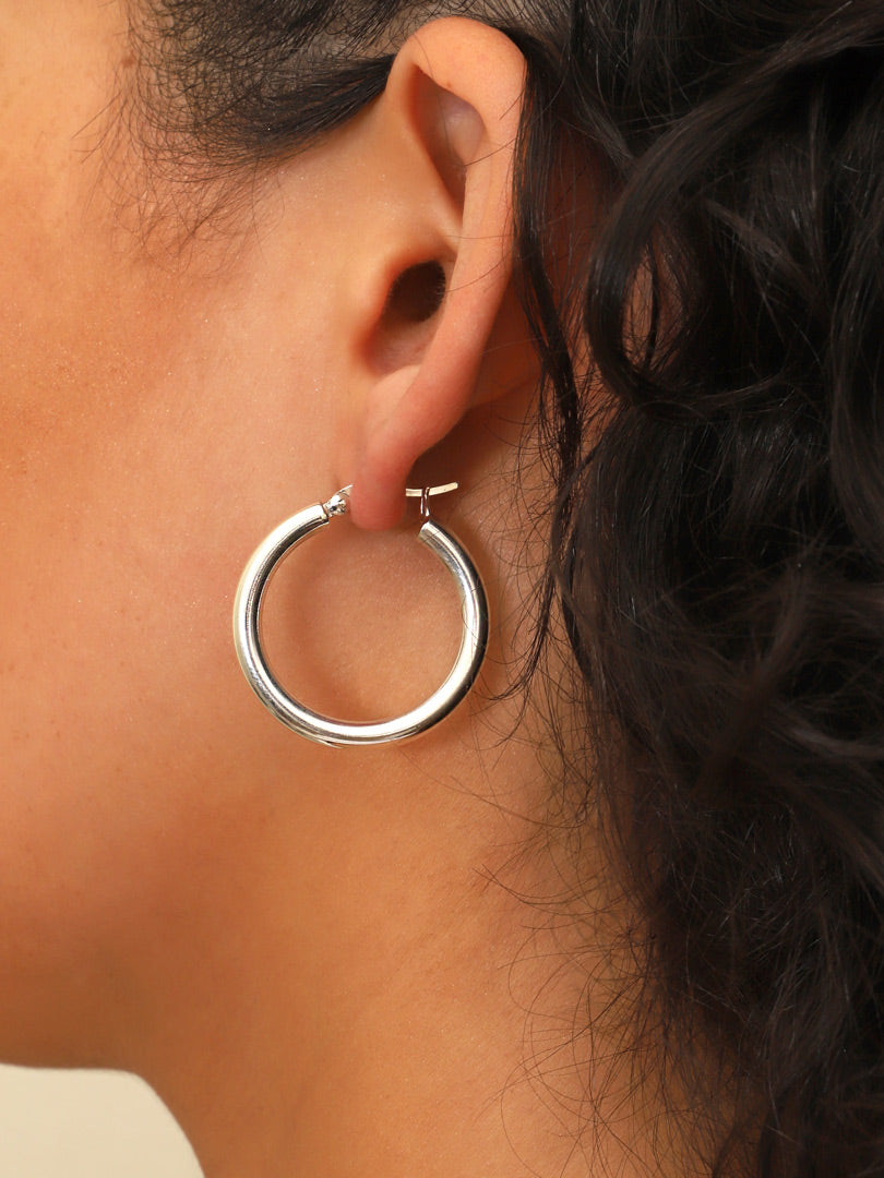 Argollas Plata Única 30 mm.