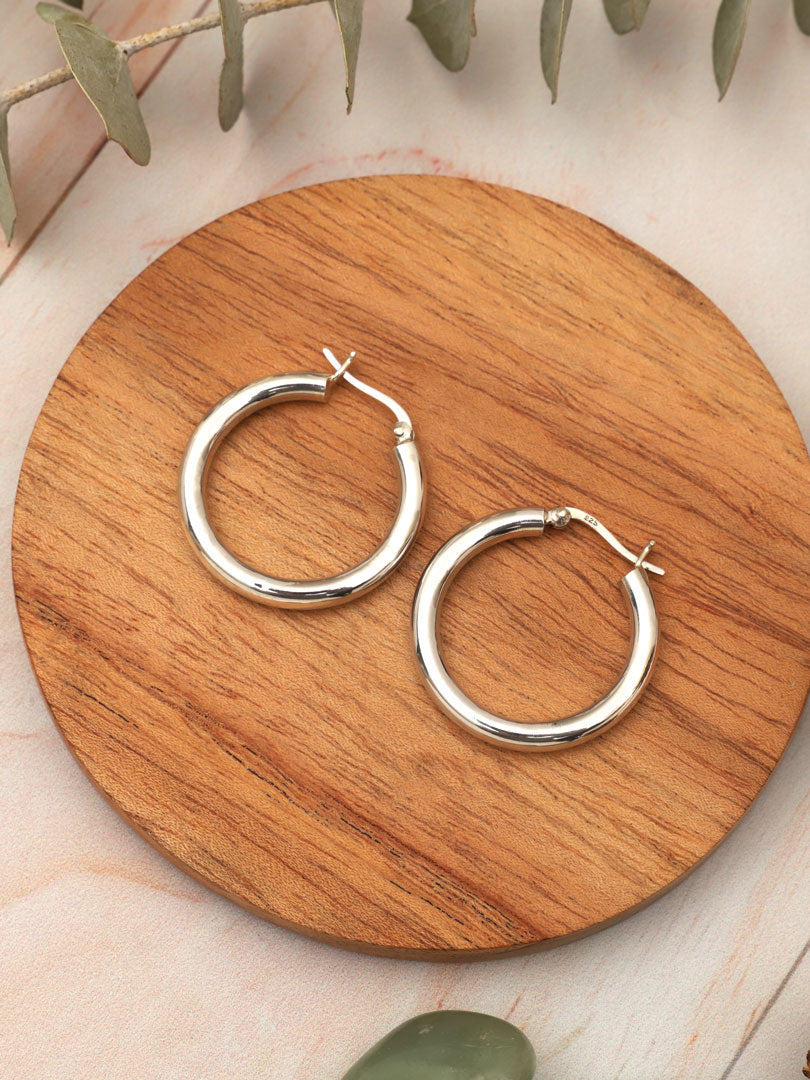 Argollas Plata Única 30 mm.