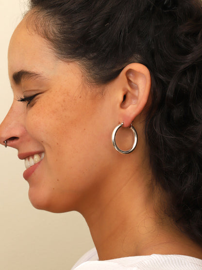Argollas Plata Única 30 mm.