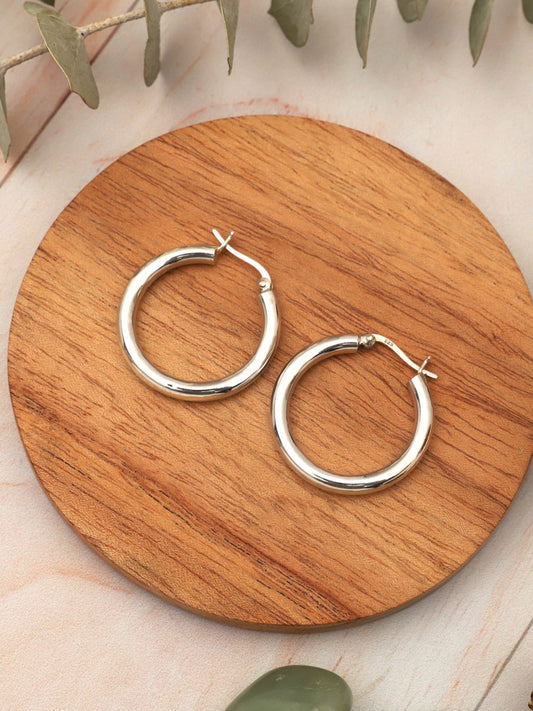 Argollas Plata Única 30 mm.