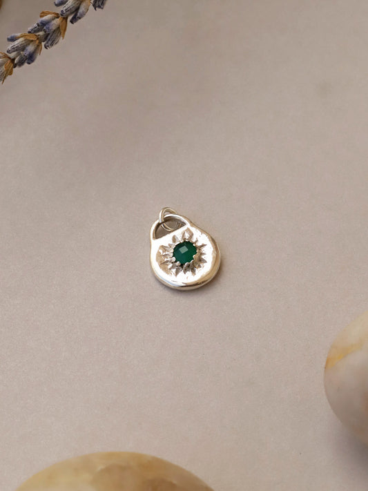Colgante Plata Candado | Ónix Verde