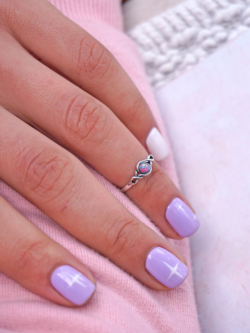 Anillo Midi Plata Lavanda | Ópalo