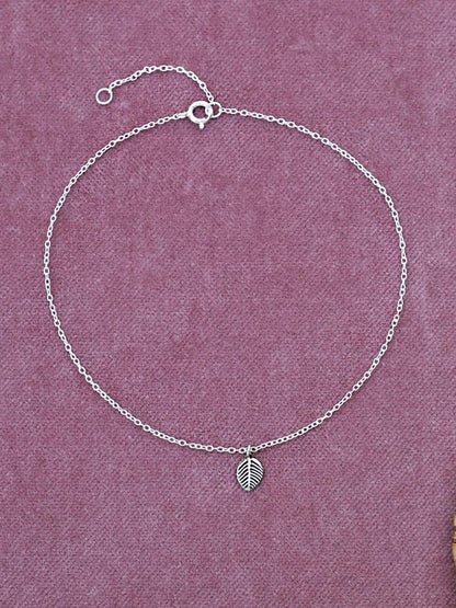 Tobillera Plata Hojita