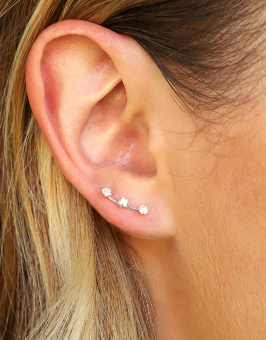 Aros Plata Trepador Shine | Circonita blanca